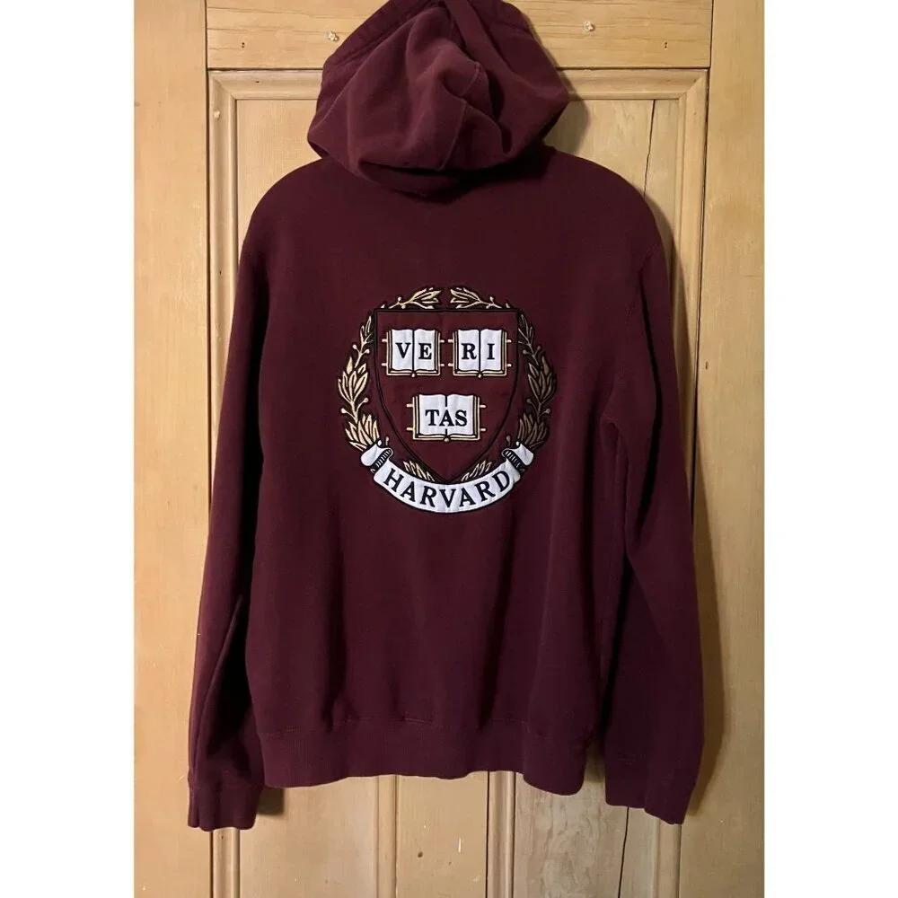 Champion Mens Harvard Double Sided Embroidered Spellout Hoodie Small Red SP EXC - Picture 3 of 11